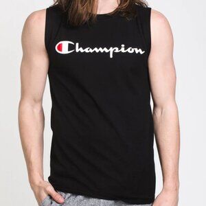 EUC Champion Men's Classic Graphic Muscle Tee Size Medium in Black